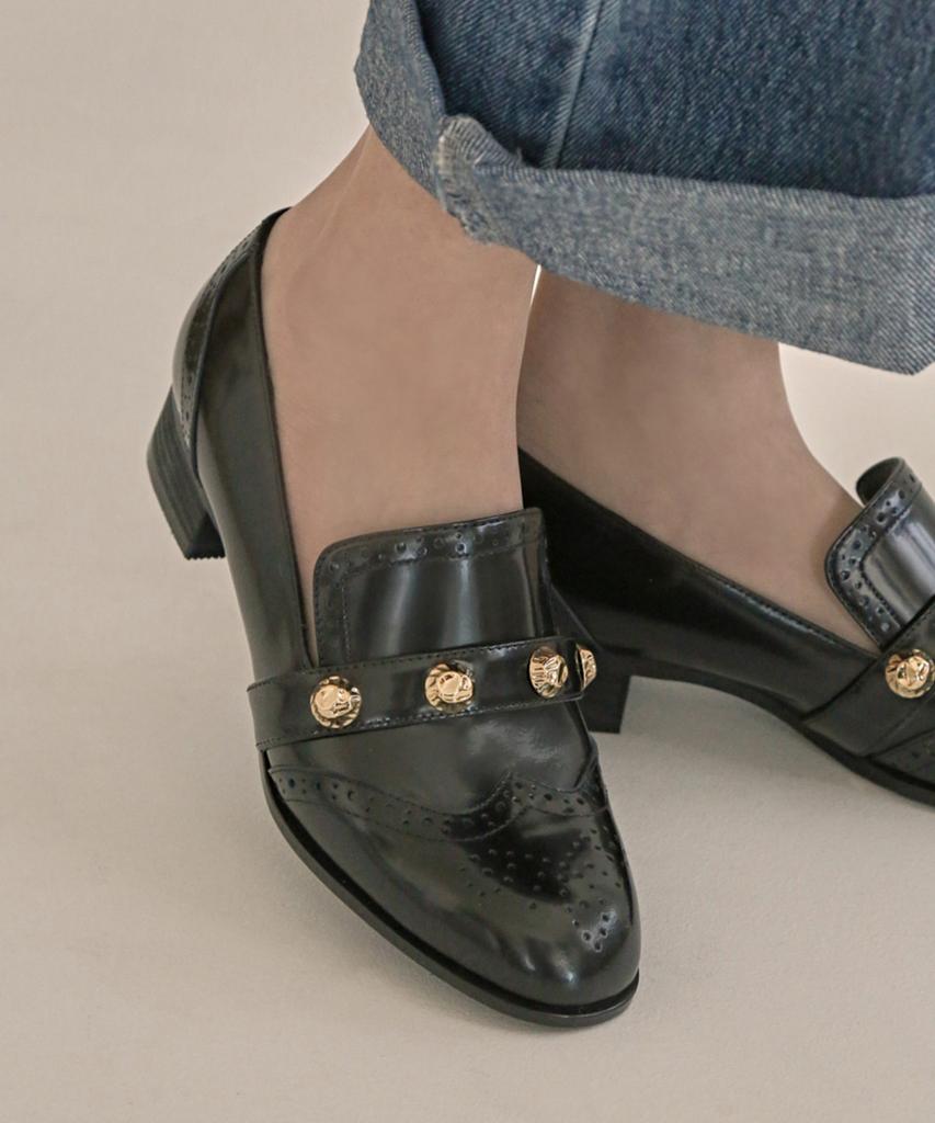 Ashgray Studios 1428 Myrne Gold Studded Loafers