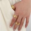 Trendy High-Quality Gold-Plated Women'S Geometric Diamond-Encrusted Four-Leaf Flower Ring Women'S Personalized Wind Ring