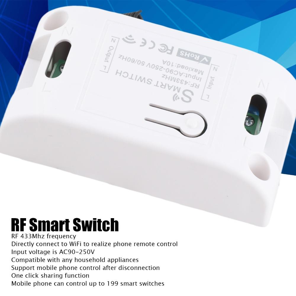433 МГц RF Умный Переключатель WIFI AC90‑250В Пульт Дистанционного Управления Таймер 1 Канал 50/60 Гц Контроллер Бытовой Техники Домашняя Автоматизация