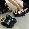 Fashion Luxury Open Toe Thick Heel Platform Sandals Women Summer Sexy Ankle Strappy Design Wedge Chunky Sandals for Women Super Heels