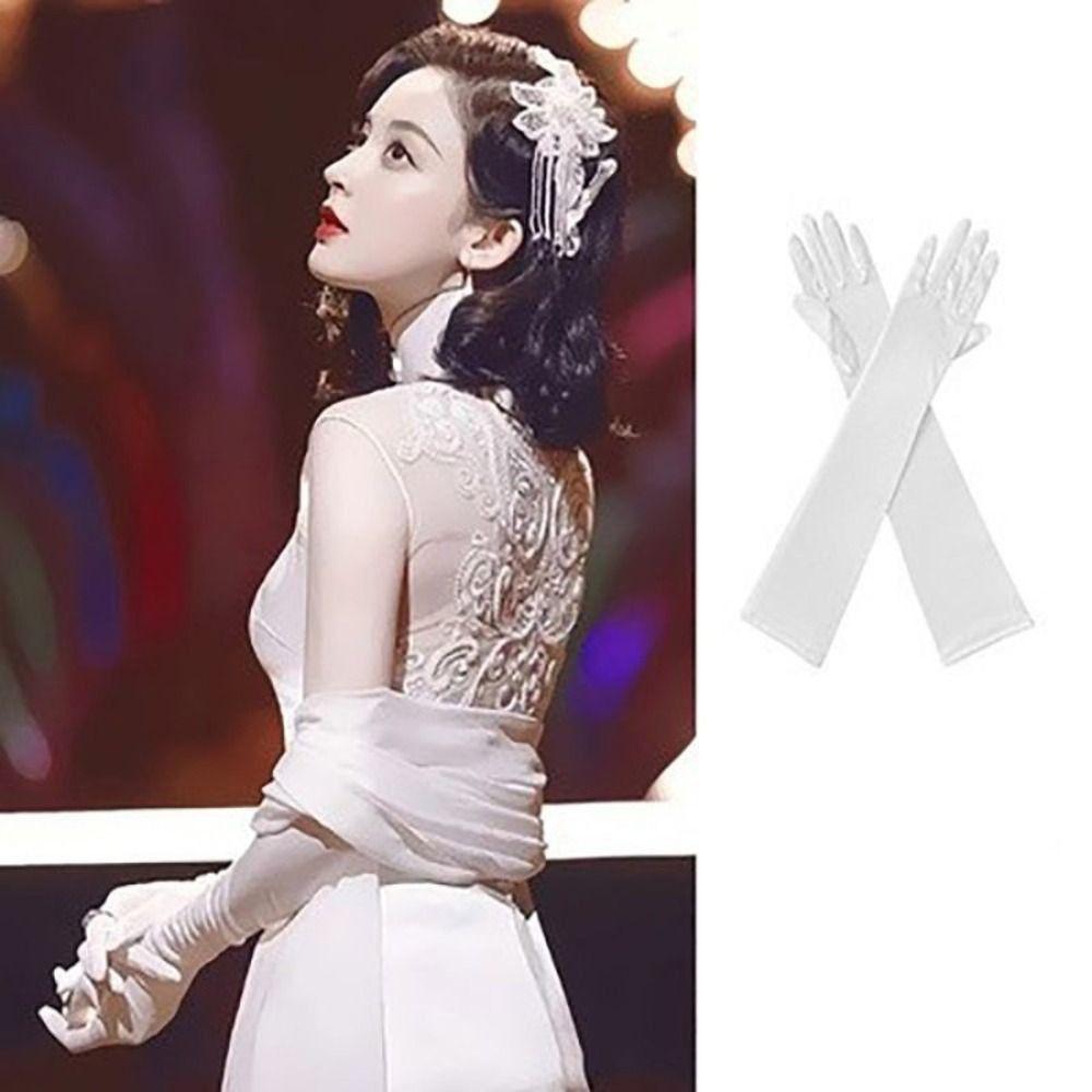 1 Pair Mesh Bow Knot Gloves Short Glove Lace Gloves Women White Satin Gloves Wedding  Ladies/Girls