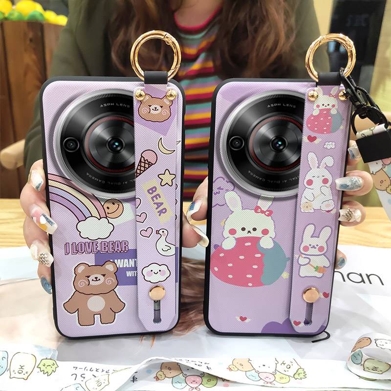Cute Durable Phone Case For ZTE Blade A75 5G/Nubia Focus 5G/Calf 5G Cartoon Anti-knock Soft Case Ring Protective Lanyard