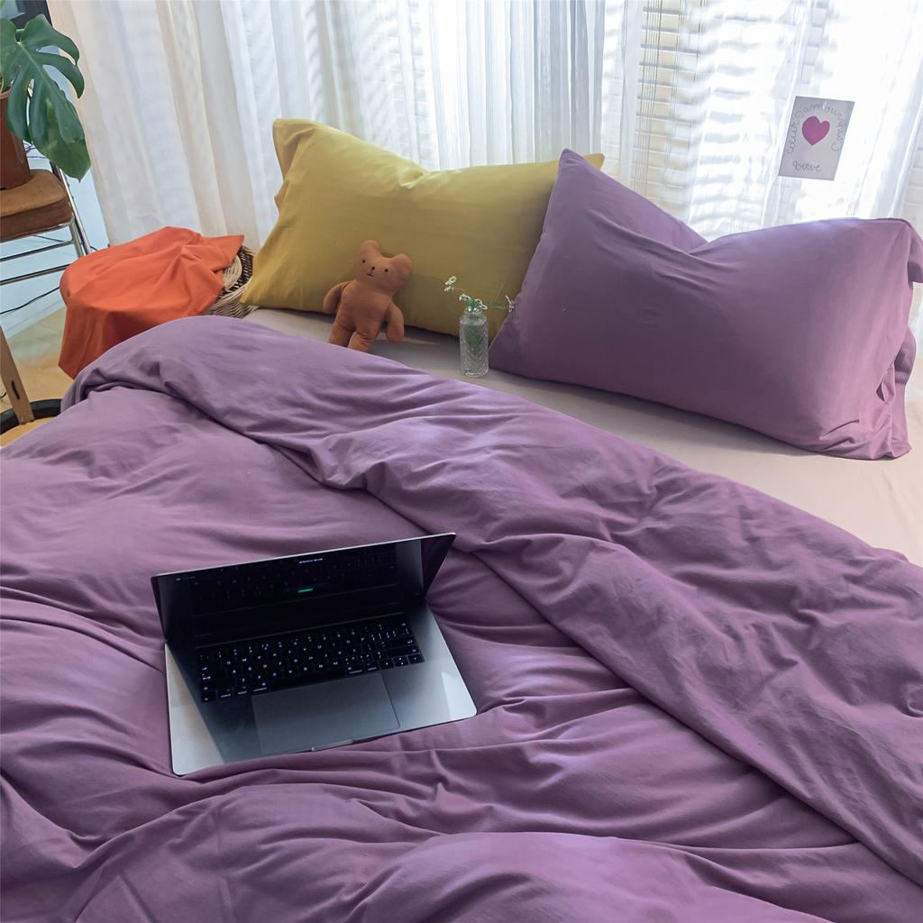Простая однотонная хлопковая простыня, пододеяльник, можно стирать в машине, кровать, комплект из четырех предметов, пододеяльник для студенческого общежития