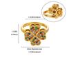 18K Gold Plated Open Ring Rotatable Four‑Leaf Clover Inlaid Color Zircon Women Jewelry