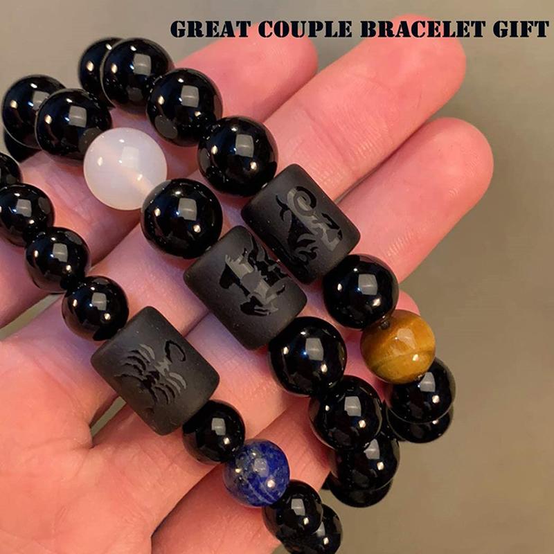 12 браслетов созвездий Homme, браслеты со знаками зодиака, креативный эластичный браслет из бисера для женщин и мужчин, ювелирные изделия для пар, подарки
