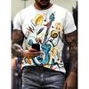 Instruments Guitar 3D Printed T-Shirt Men Fashion Short Sleeve T Shirts Hip Hop Tops Tees Oversized Fashion Summer Top