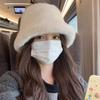 Fluffy Warm Thick Plush Bucket Hats Women Rabbit Fur Warm Faux Fur Winter Hat Grils Ins Fashion Furry Panama Fisherman Cap