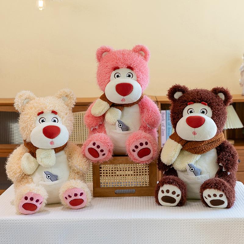 Плюшевая игрушка Мишка в кармане Маленькая рыбка Детская подушка для сна Чехол Куклы Обмен шарфом Мишка Украшения для автомобиля