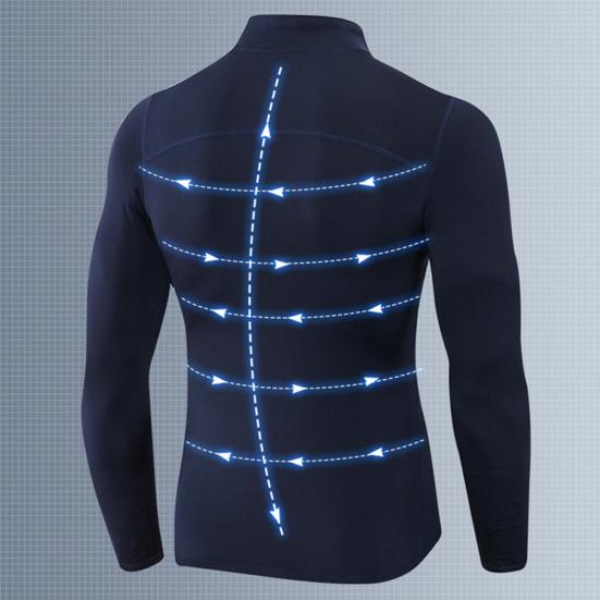 Осень Зима Мужской Термотоп Плюшевая Подкладка Застежка-молния Воротник-стойка Рубашка с Длинным Рукавом Приталенный Эластичный Повседневный Однотонный Теплый Базовый Слой для Холодной Погоды