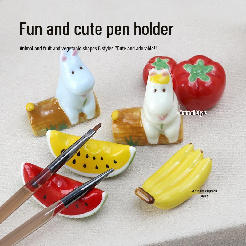 Милый мультяшный держатель для ручек и кистей для нейл-арта - Дизайн Бегемот, Арбуз, Банан