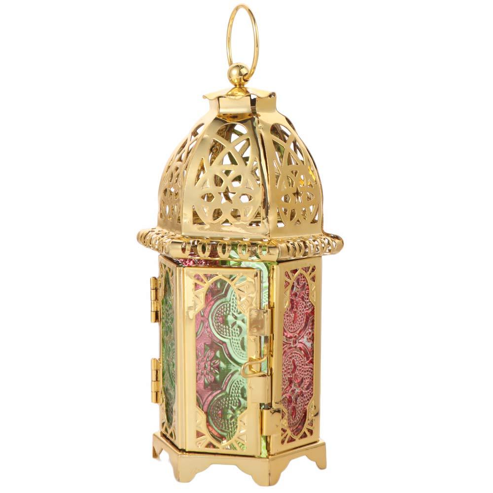 Romantic Candle Holder Colorful Lanterns Moroccan Style Glass Wind Lantern Kitchen