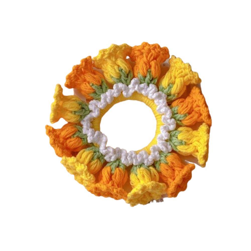Elastic Knitted Hair Rope Handmade Sweet Hair Tie Cute Crocheted Flower Scrunchies Party