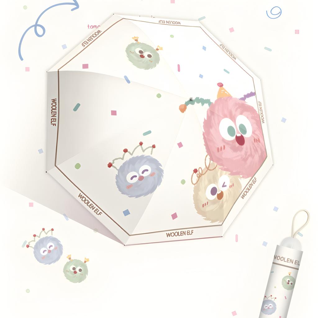 Creative Cartoon Cute Three-fold Eversion Umbrella Dual-purpose Umbrella Sun Protection Parasol UV Protection Sun Umbrella Student