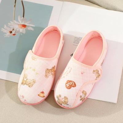 Женские осенние мультяшные хлопковые нескользящие послеродовые тапочки - Дышащие, на толстой подошве, домашняя обувь для родителей и детей