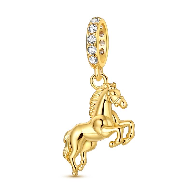 Original 925 Sterling Silver Charm Bead Golden Series Zircon Pendant Fit Original Bracelet Necklace For Women DIY Jewelry Gift
