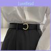 Trendy Minimalist Black Pu Smooth Buckle Belt For Unisex Fashionable Denim Pants