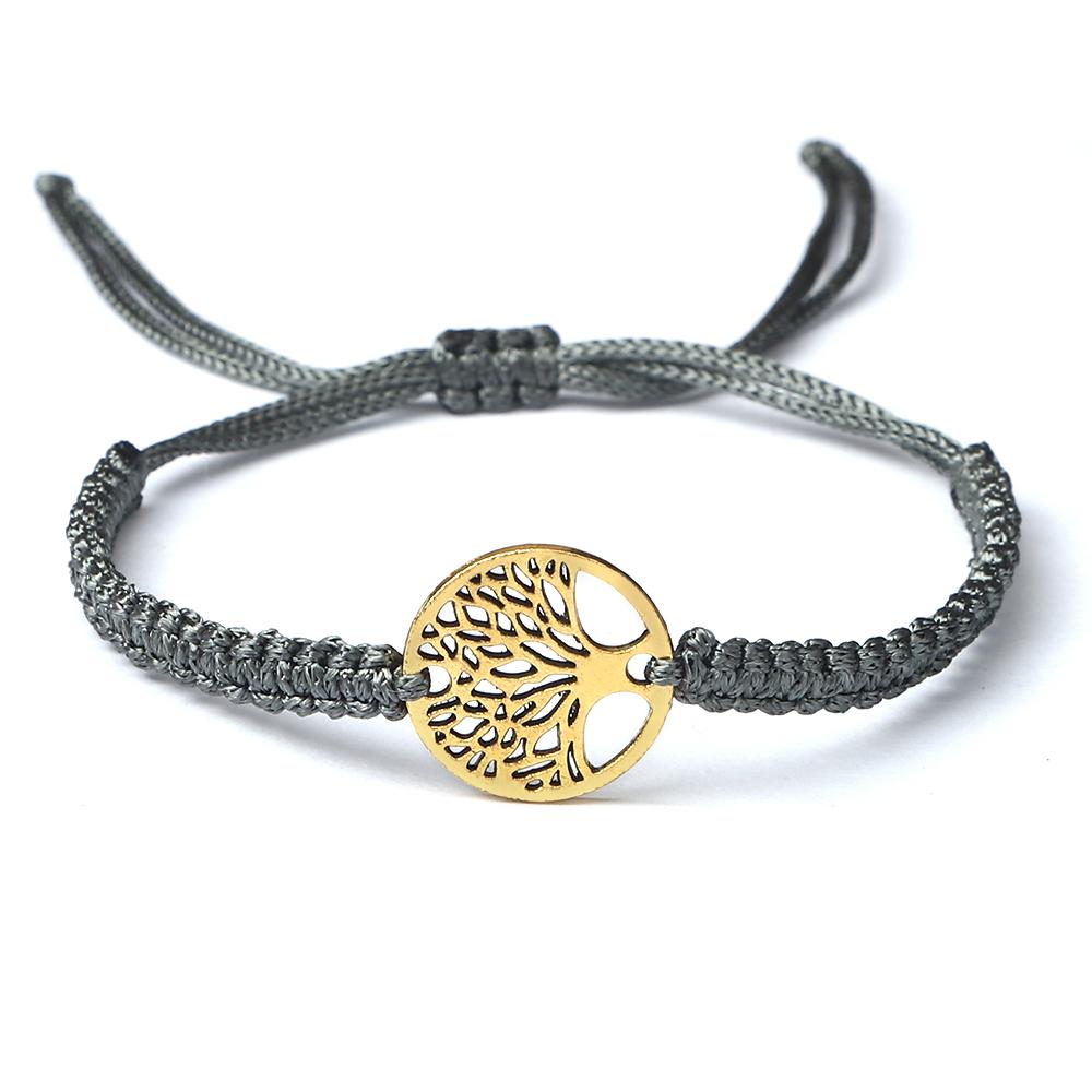 Браслеты из плетеного шнура ручной работы Дерево жизни Регулируемый браслет-манжета на запястье для женщин и мужчин Подарок дружбы Ювелирные изделия