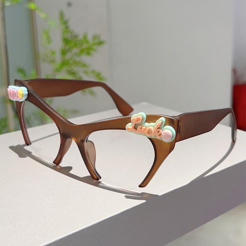 Women Vintage Anti Blue Light Cat Eye Glasses Women Sexy Lady Half Frame Eyewear DIY Cute Decorative Fashion Ball Dress Up Flat Mirror