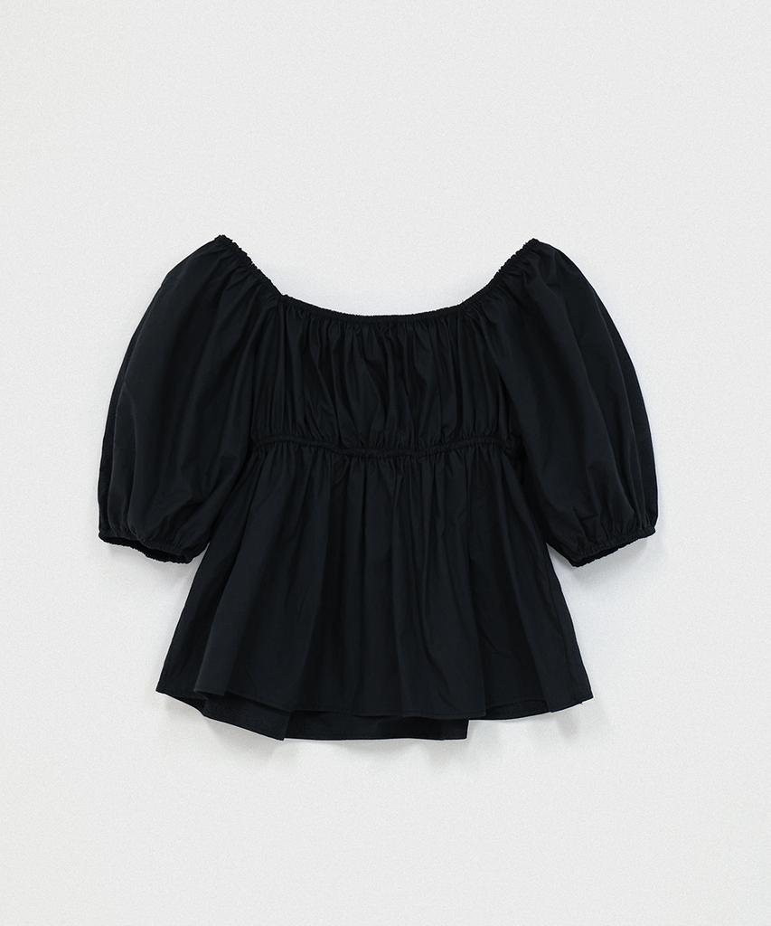 320SHOWROOM Two-Way Off-Shoulder Puff Blouse Black