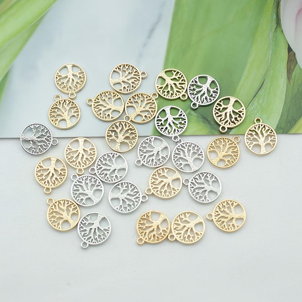 6/24/48pcs Alloy Gold Silver Life Tree DIY Accessories Life Tree Pendant Retro Alloy Necklace Bracelet Pendant
