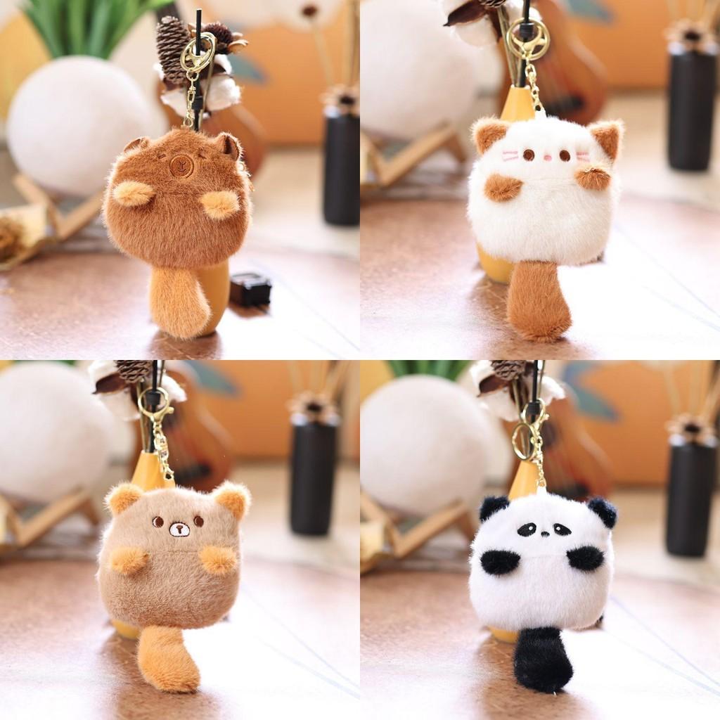 Panda Plush Capybara Keychain Animal Pendant Soft Stuffed Doll Kids Gift Toy