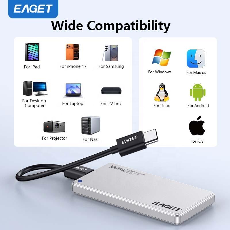 Корпус для SSD M.2 EAGET SE810N 10 Гбит/с USB 3.2 Gen 2 Type-C для NVMe HDD SSD для ПК Ноутбука Алюминиевый Корпус для Твердотельного Жесткого Диска