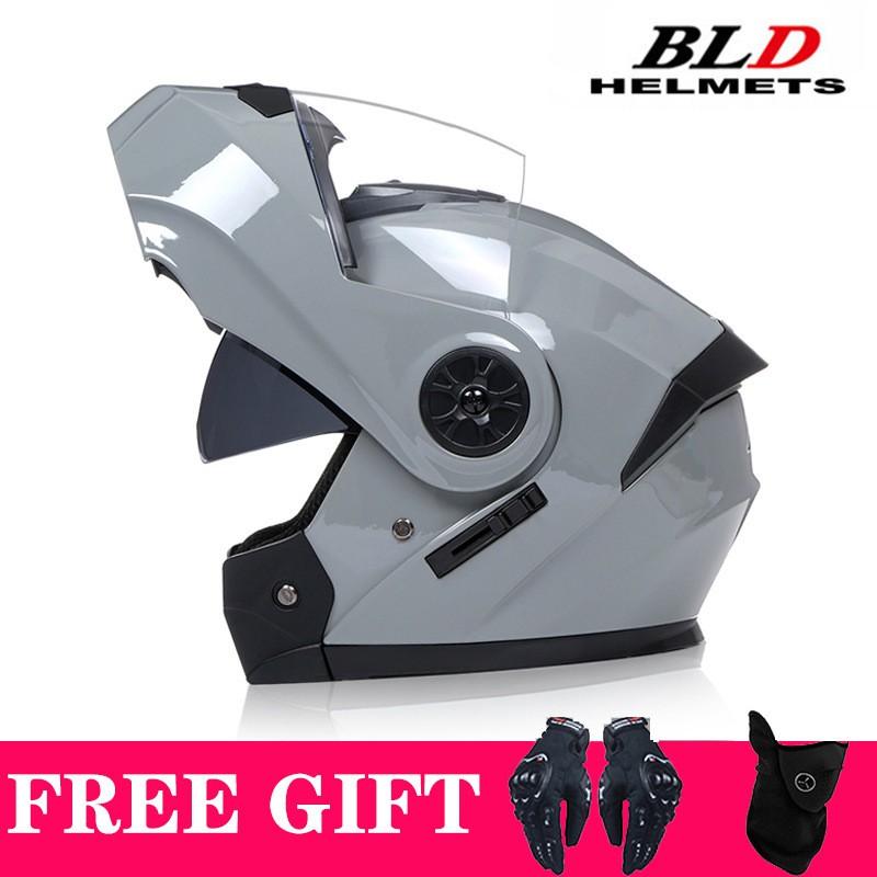 Full Face Motorcycle Helmet With Dual Visors Flip-Up Design Scooter E-Bike Riders