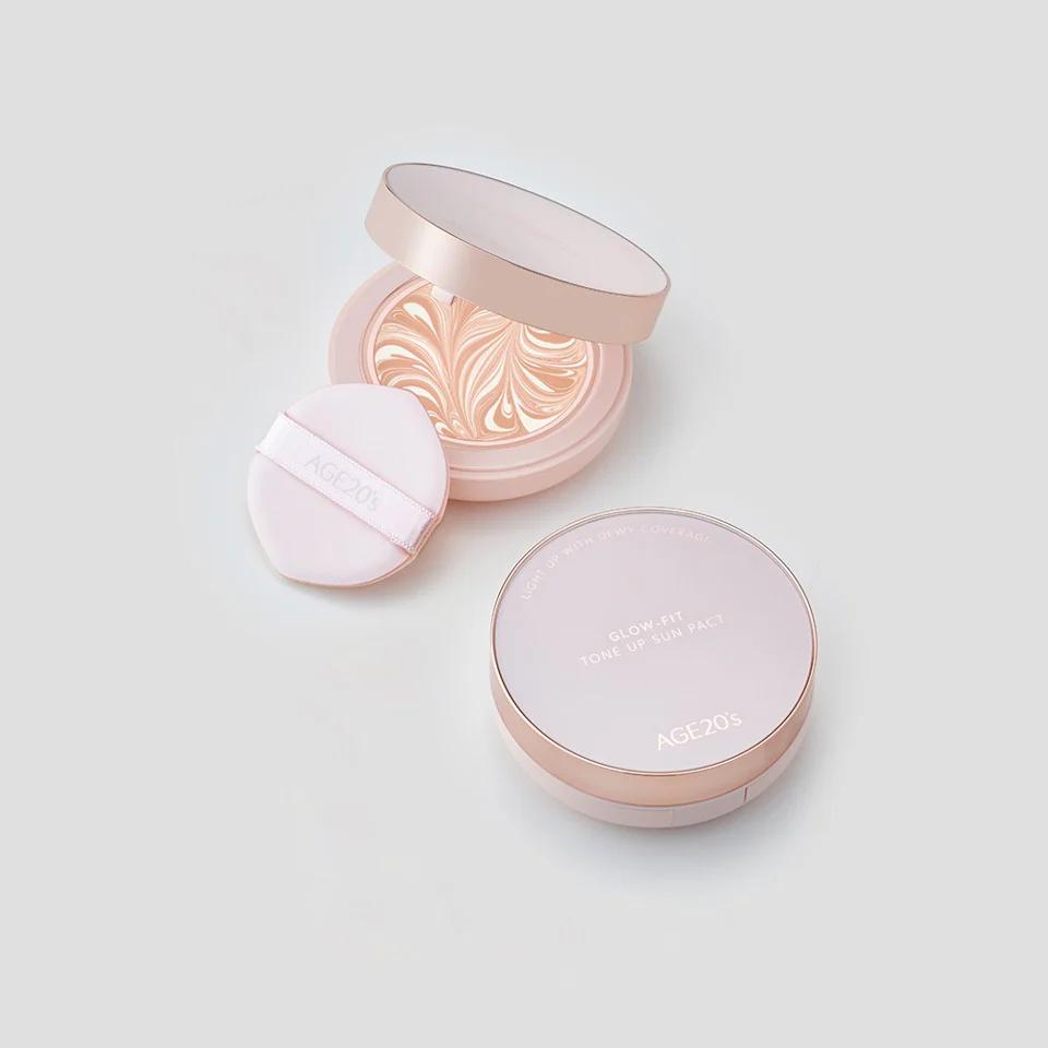 Age 20's Glow-Fit Tone Up Sun Pact 12.5g Case + Refill, Увлажнение, Корейская косметика, Kbeauty, образец