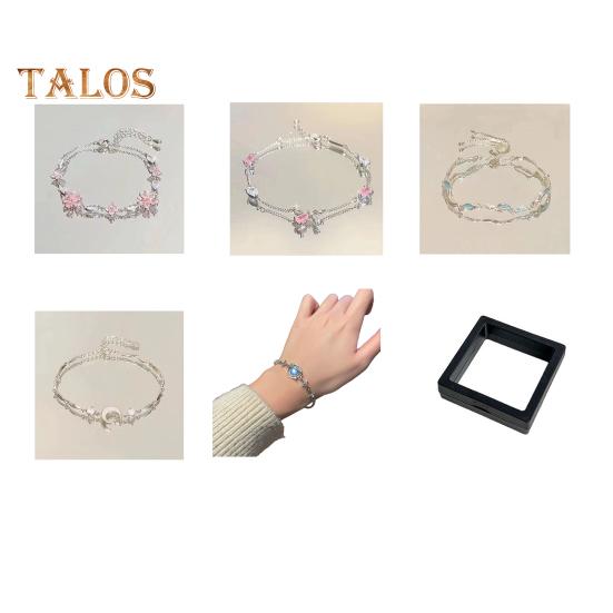 Женский браслет с блестящими кубическими цирконами в форме цветка, регулируемая длина, милый браслет, универсальный модный аксессуар