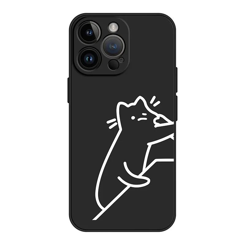 Смешная парная чехол-накладка для телефона с рисунком кошек для iPhone 15 14 12 11 13 16 Pro XS Max Mini XR Xs Plus SE Чехол для влюбленных