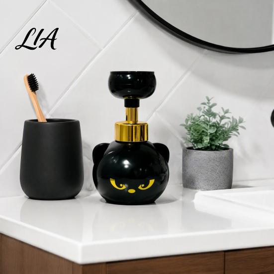 Refillable Liquid Soap Pump Cute Cat Paw Foam Dispenser, Foaming Hand Bottle for Bathroom Countertop, Reusable Container Kids Washing Automatic