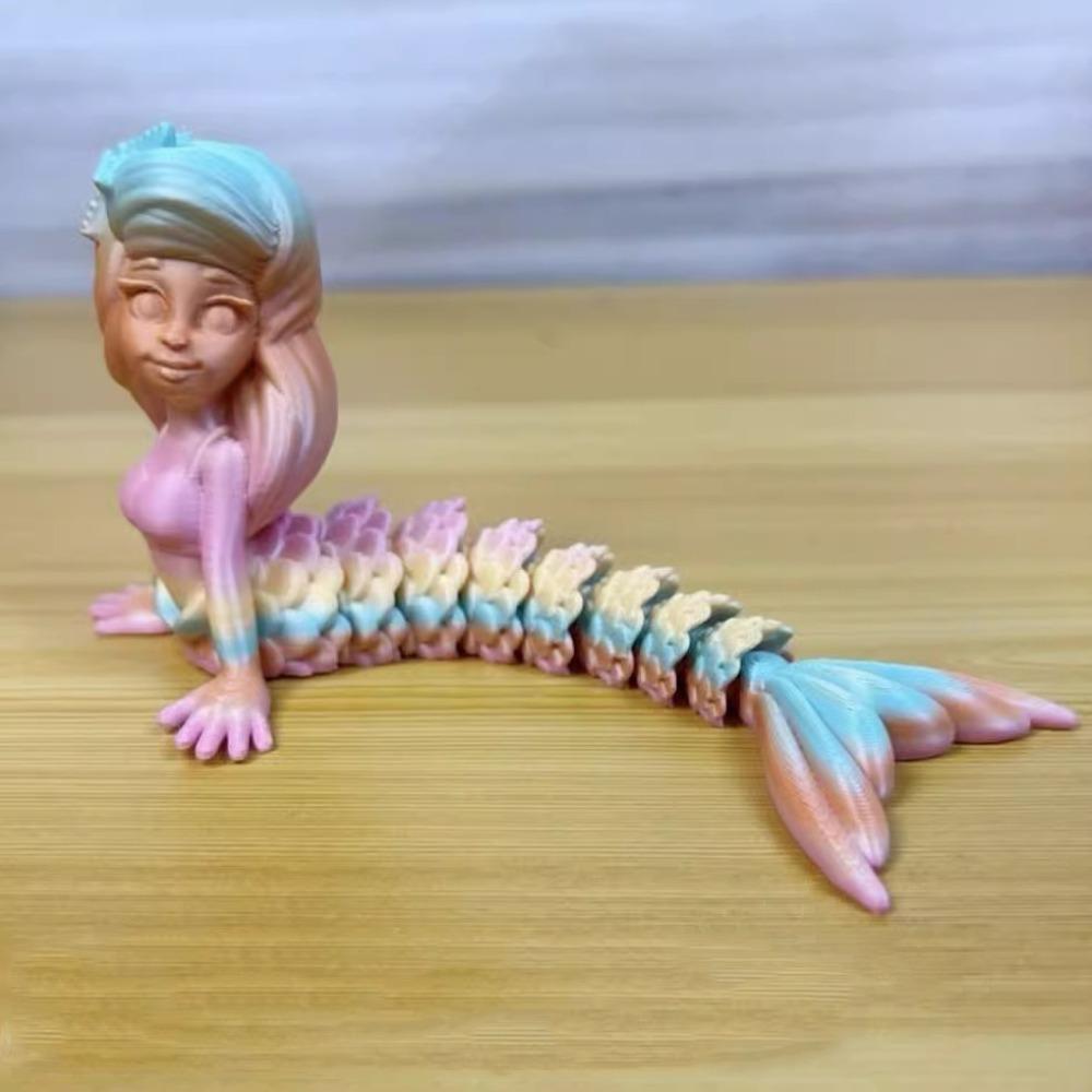 Пластиковая 3D-печатная фигурка русалки, многосуставная, 6 цветов, настольные украшения русалки, подвижная шарнирная игрушка-непоседа