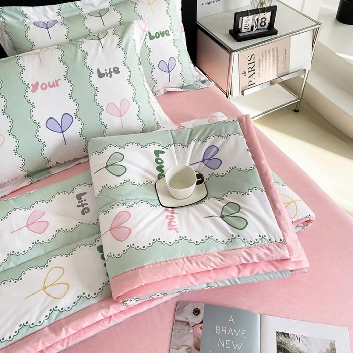 Простое современное тонкое одеяло с кондиционером, летнее одеяло, хлопковое пушистое клетчатое одеяло на кровати, удобное одеяло