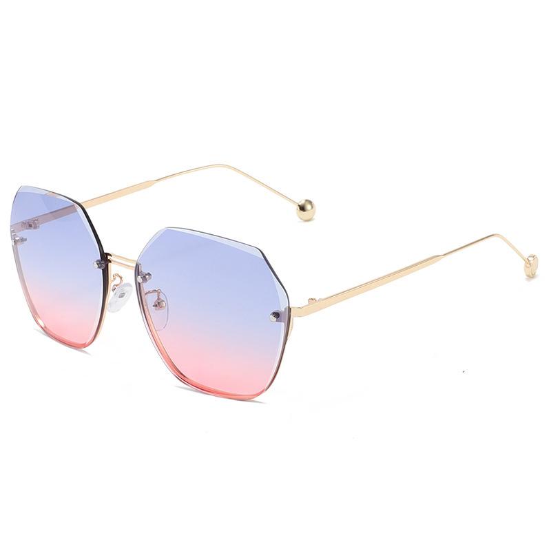 New frameless trimmed sunglasses trendy temperament sunglasses women's big face thin UV-proof fashion sunglasses