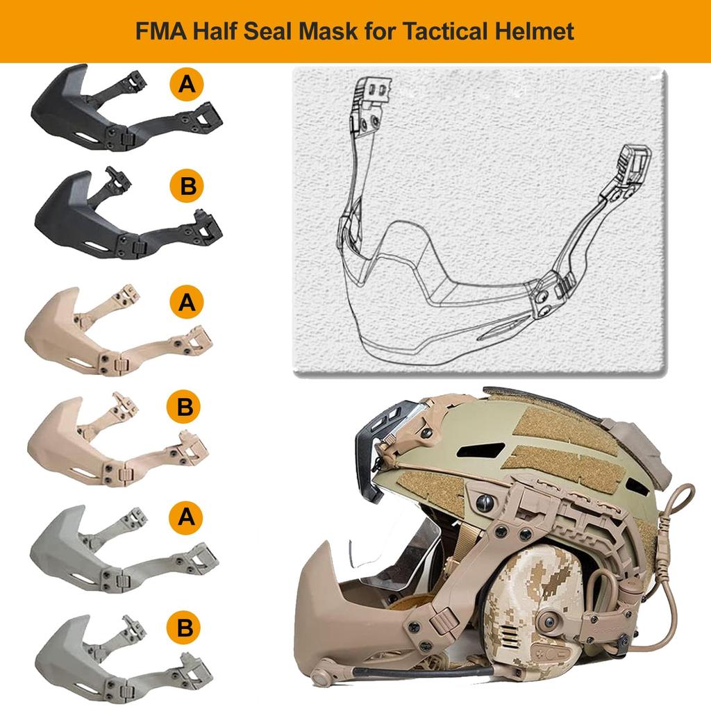 FMA Tactical Airsoft Mask Half Face Mask Tactical Airsoft Protective Mask Foldable Half Seal Mask for CS Game Cosplay (Б, Черный)