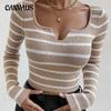 Autumn Women's Long Sleeve Slim Half Open Neck Top Knitwear