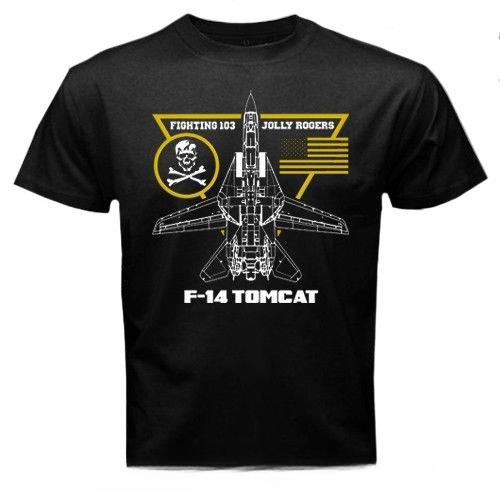 F-14 Tomcat Fighting 103 Jolly Rogers Squadron Aviation Cotton T-shirt, Creative Oversized T-shirt, Unisex, Tops, Tees, Men's Clothing