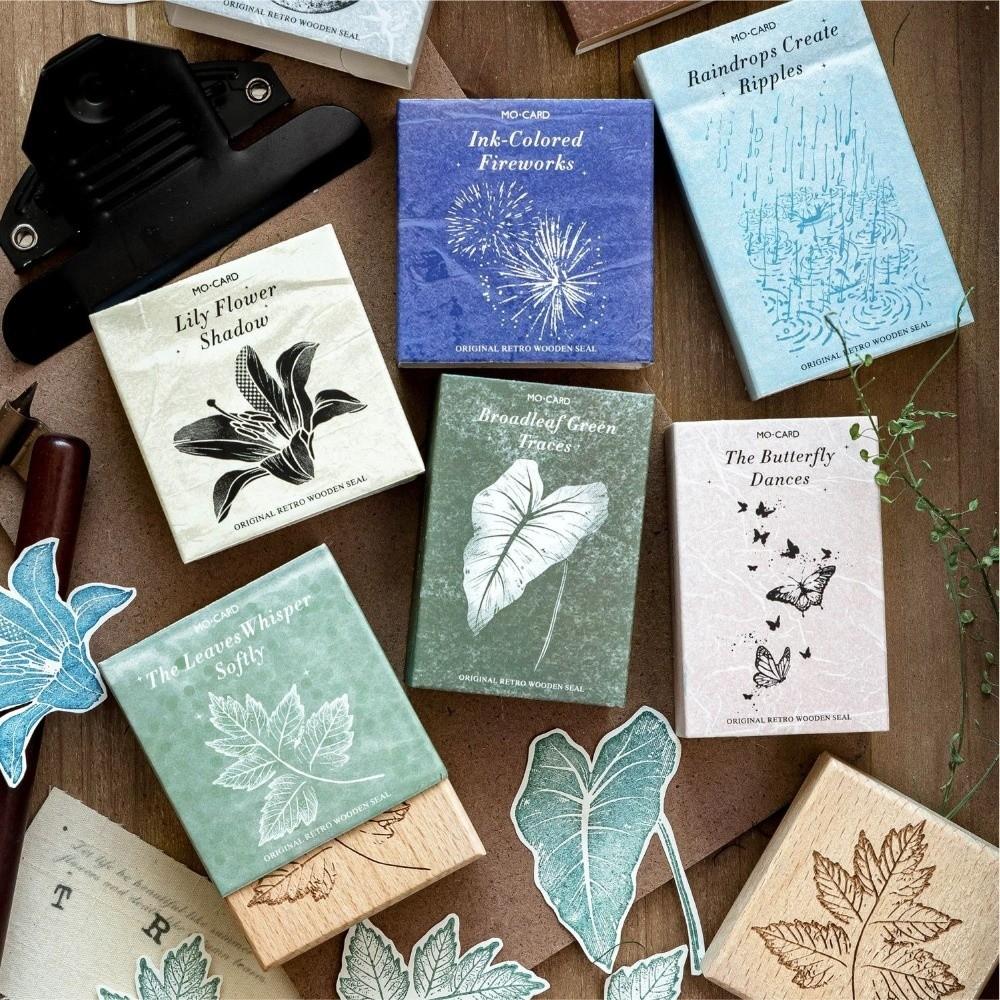 Flower Butterfly Leaves Rubber Craft Stamps Wooden Journal Stationery Children Stamp for Scrapbook
