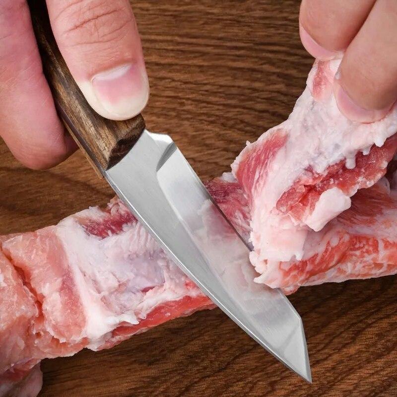 Кухонные ножи Нож для фруктов с деревянной ручкой Кухонный острый нож для мяса Нож из нержавеющей стали для нарезки овощей Мини-нож для очистки овощей