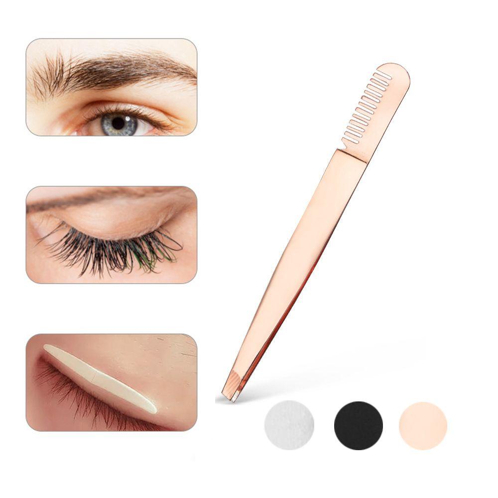 Eyelid Stickers Pliers Nail Rhinestones Picker Eyelashes Extension Clip Eyebrow Tweezers with Comb