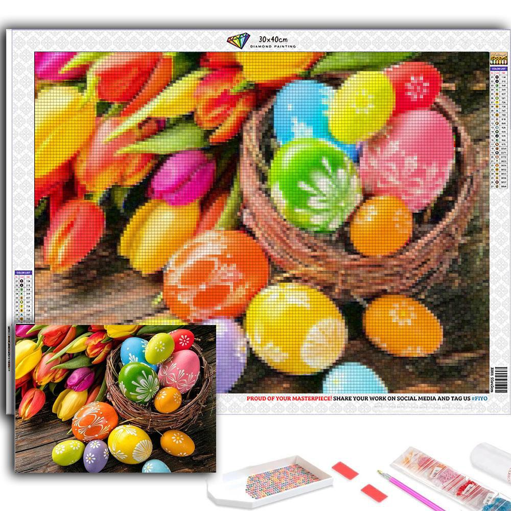 5D Diy Алмазная картина Цветные яйца Вышивка Мозаика Художественная картина Стразы Декор Подарок