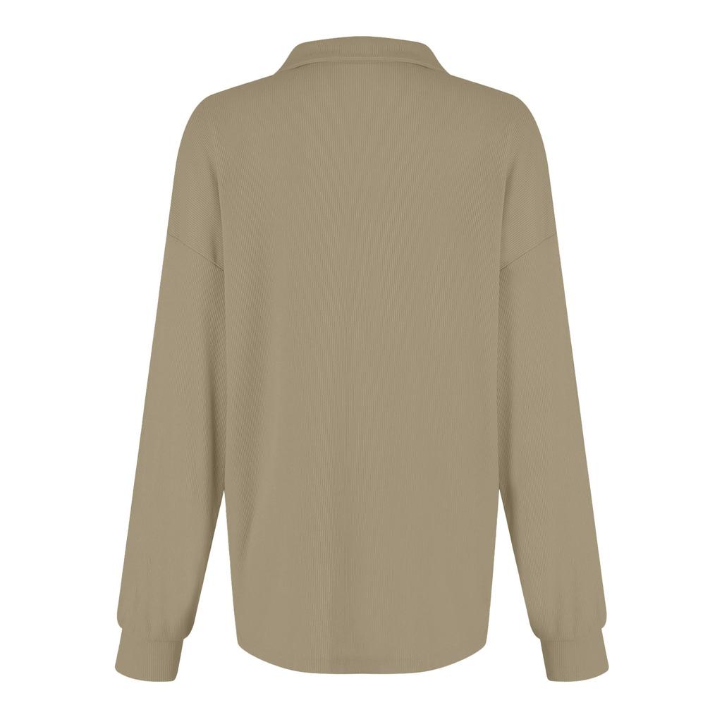 Женский топ на пуговицах с лацканами и длинными рукавами, пуловер, однотонный вязаный свитер, свободный длинный рукав