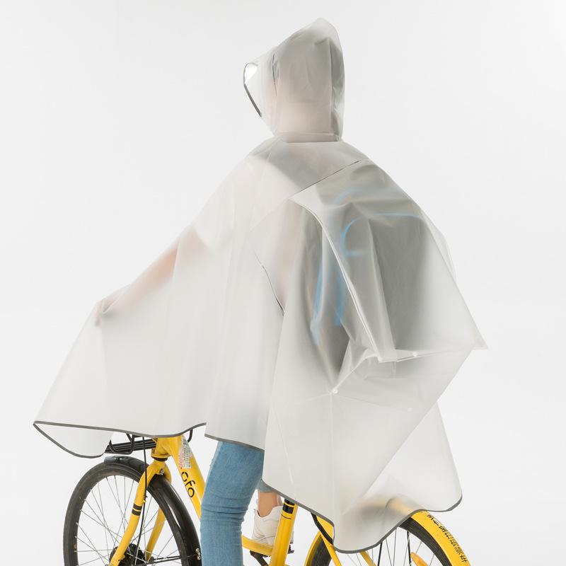 Bicycle Raincoat Single Male and Female Student Bicycle Adult Cycling Transparent Riding Poncho Waterproof Reflective Backpack