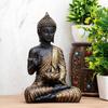 Meditating Sitting Buddha Statue Showpiece Idol Home Decor Living Room Gifts Decorative Showpiece - 27 Cm  (Resin, Black, Gold)