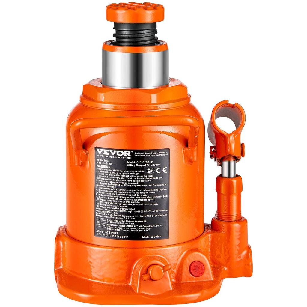 Hydraulic Bottle Jack 20 Ton Manual High Lift Automotive Car Repair Shop