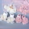 Floor Socks Baby Crown Flower Headband Soft Children's Boat Socks New Baby Headband Sock Set