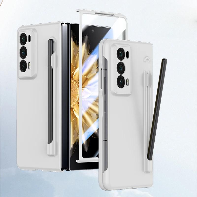 Роскошный защитный чехол для Honor Magic V2, матовый, с прозрачным экраном и однотонной задней крышкой из ударопрочного жесткого пластика