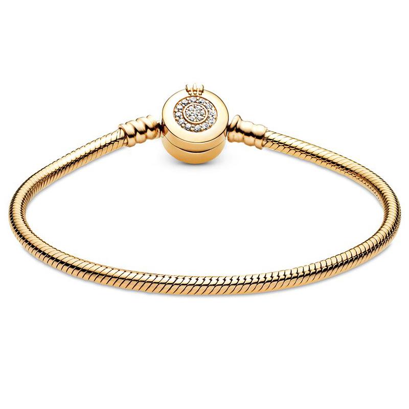 Rz Authentic 925 Sterling Silver Charm Snake Chain Bracelet Bangle Women's Romantic Party Accessories Fashion Gift