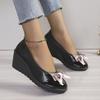 Fashion 2024 Hot Sale Shoes for Women ShallowWomen's Pumps Autumn Round Toe Bow Tie Mixed Colors Casual Wedge Large Size One Kick Shoes