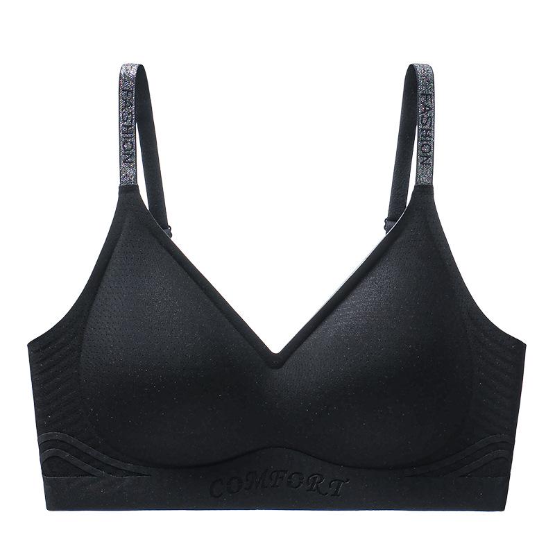 Breathable Seamless Bra: Semi-Fixed Cups, No Underwire, Side Bust Support, Integrated Lifting for Small Breasts.
